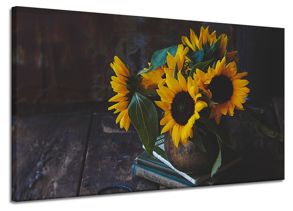 Leinwanddruck Sonnenblumen in einer Vase 120x70 cm