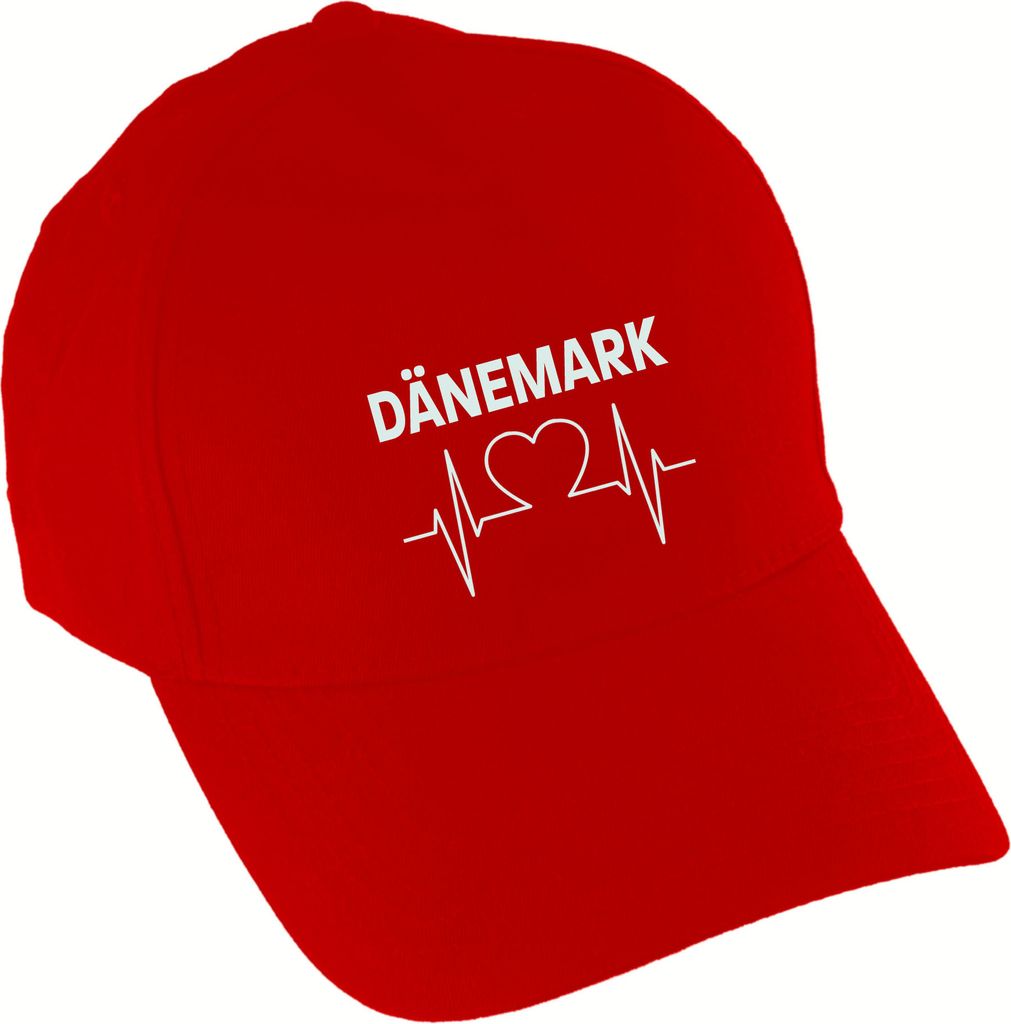multifanshop Baseballcap - Dänemark - Herzschlag, rot, Größe one size
