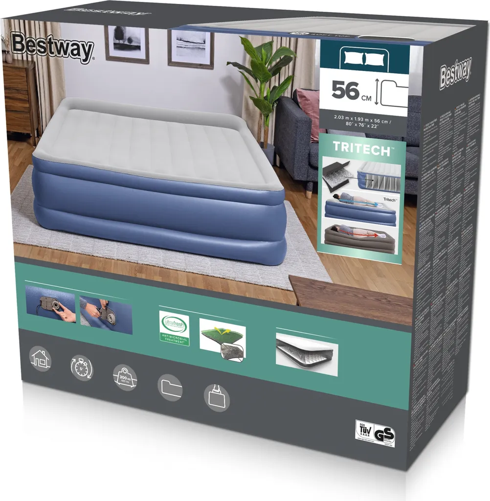 Matelas gonflable 203x193x56 cm TriTech Bestway haute résistance 2 places