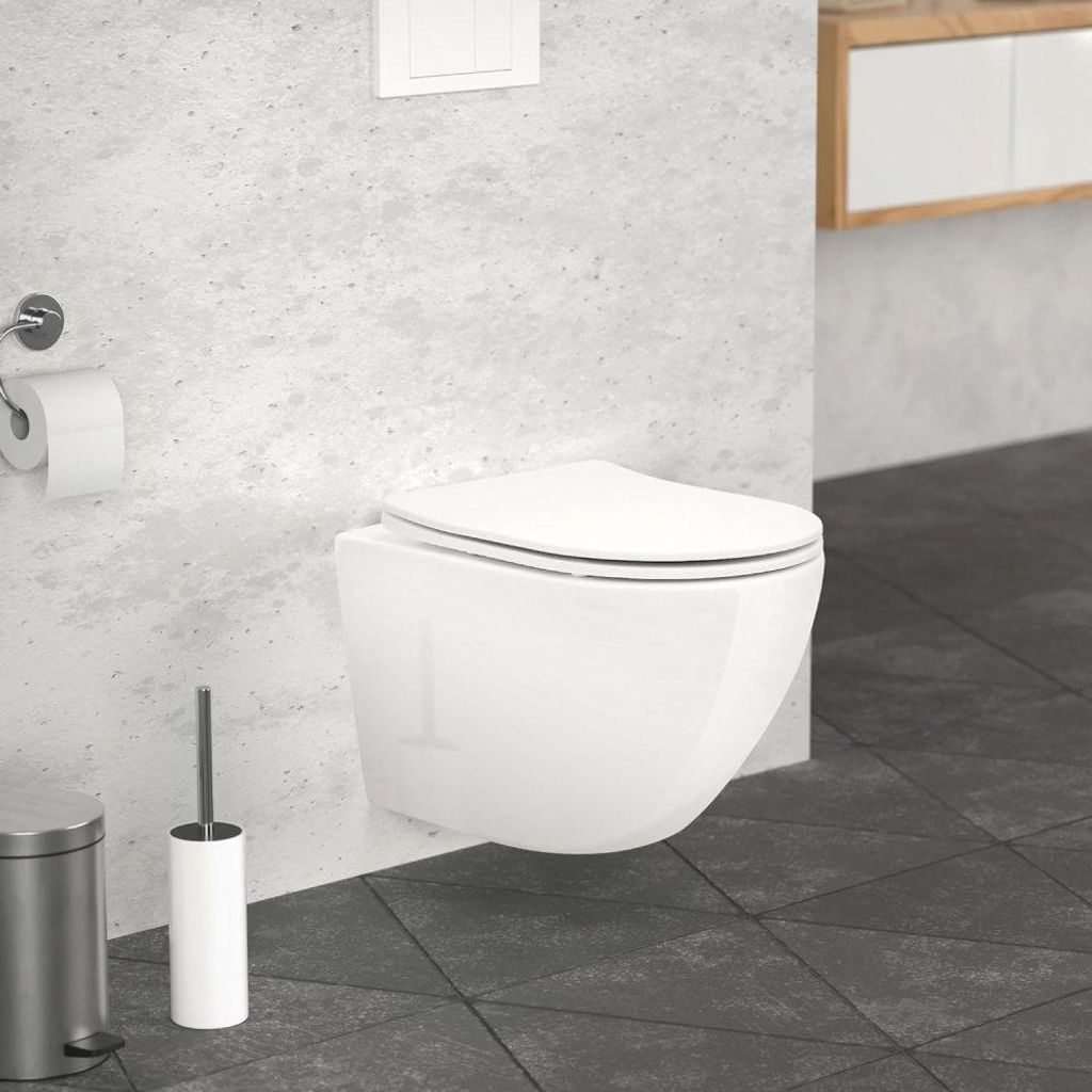 LuxeBath závesné WC bez ráfika krátke 49 cm biele lesklé s Obrázok produktu 