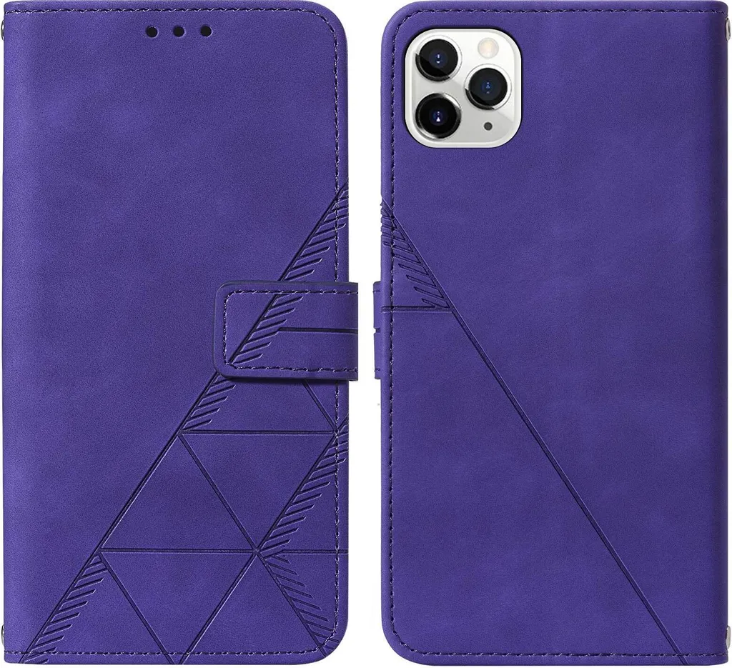 Cover iPhone 11 Pro a Libro Viola - Pelle Goffrata e Porta Carte