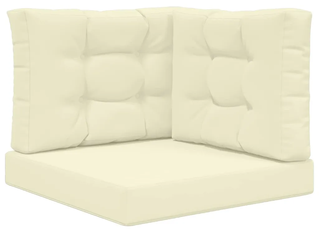 Coussins d'Extérieur en Polyester Crème Résistants aux UV pour Canapé - 3 pcs