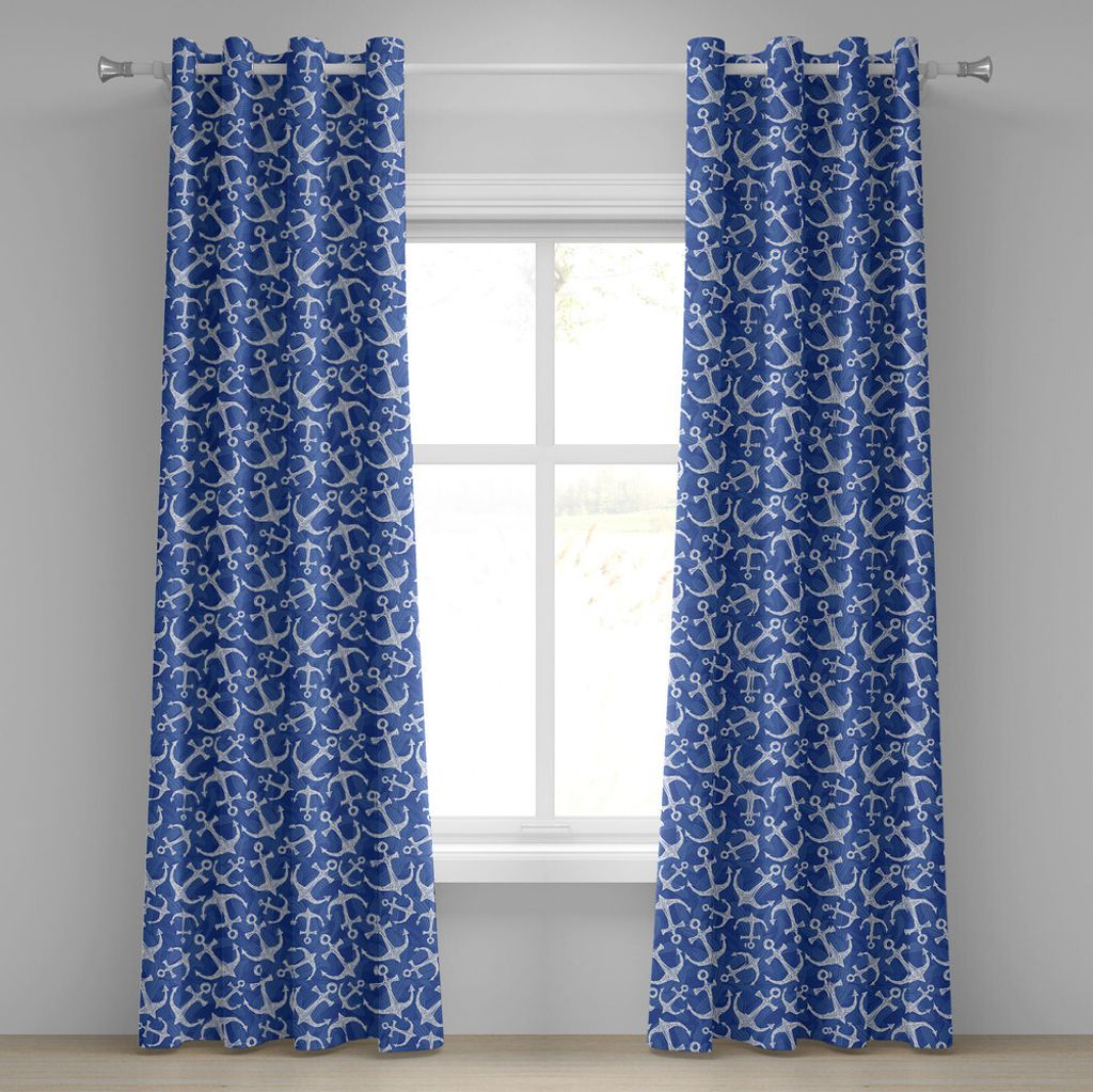 ABAKUHAUS Anker Ösenvorhang, Sea Anchor Mit Seltsamen Modernen Linien Marine Life Equipment Segeln Hope Bild, Dekorative 2-Panel-Fenstervorhänge,...