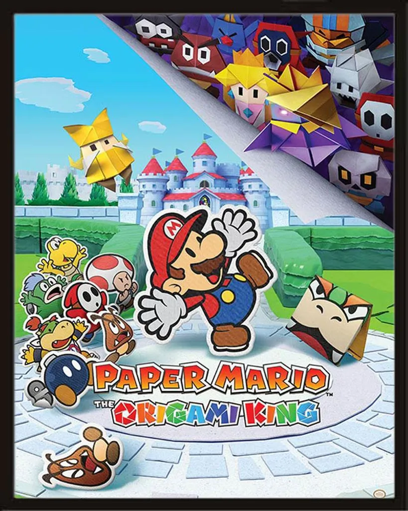 Tableau Paper Mario Origami King Encadré sous Vitre Acrylique Shinsuke