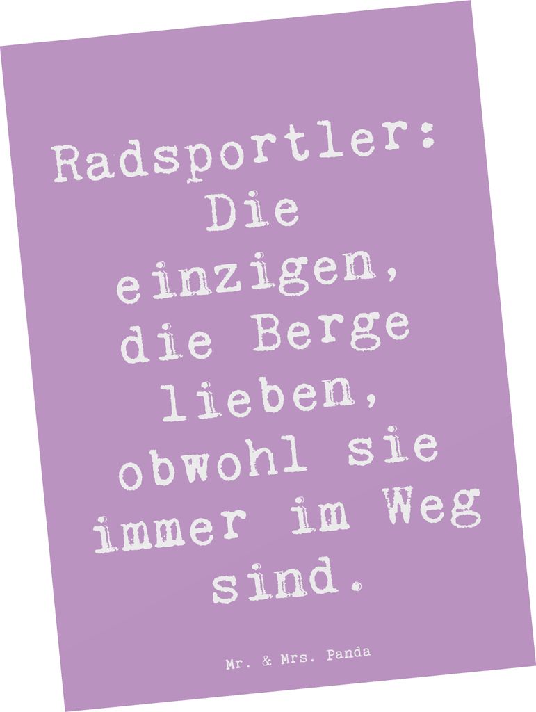 Mr. & Mrs. Panda Postkarte Spruch Radsport Berge - Lavendeltraum - Geschenk, Teamsport, Postkarten, Ausdauer, Ansichtskarten, Grußkarte, Fotokarte...
