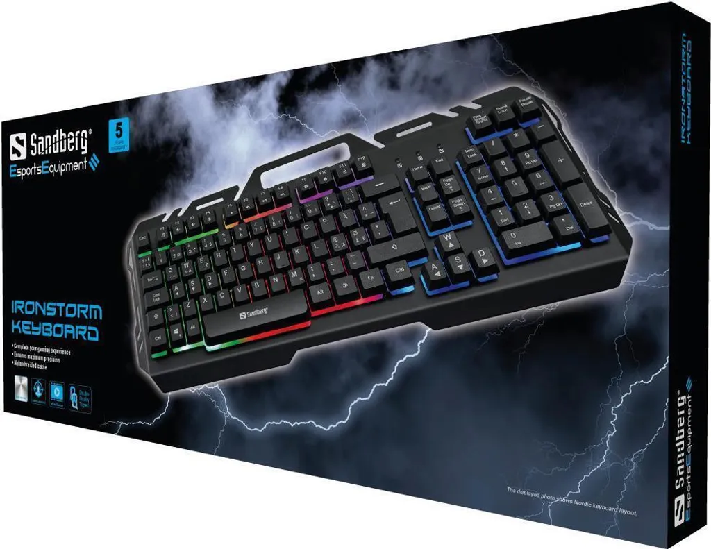 Sandberg IronStorm Keyboard BE Clavier Gaming Métal Rétroéclairé Durable