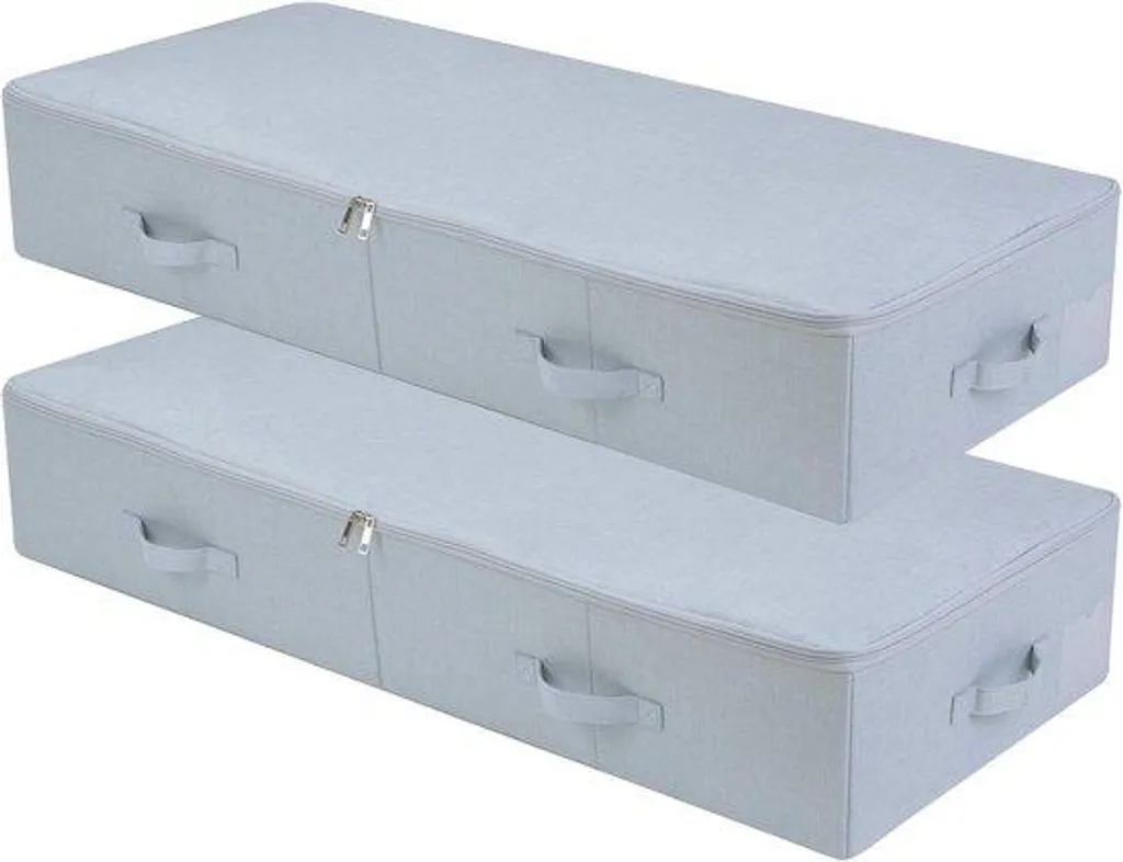 Boîtes de rangement gris clair 100x43x18 cm respirantes pour vêtements