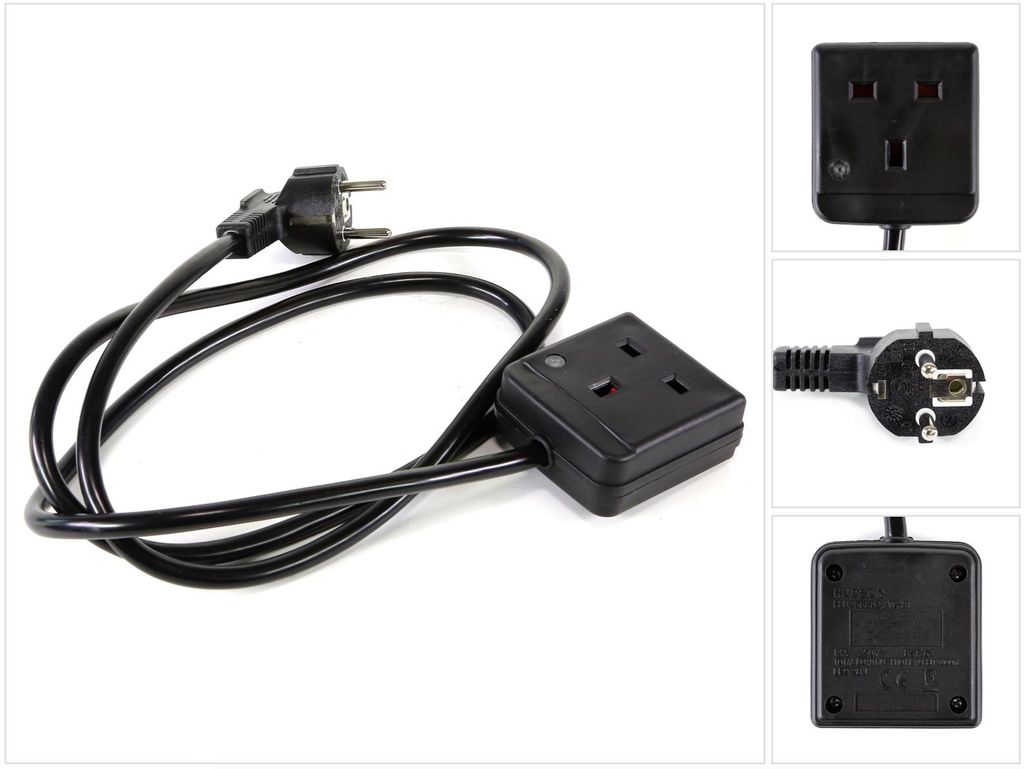 Adapter kabla sieciowego z UK do EU 1,5 m (wtyczka / kabel Zdjęcie produktu 