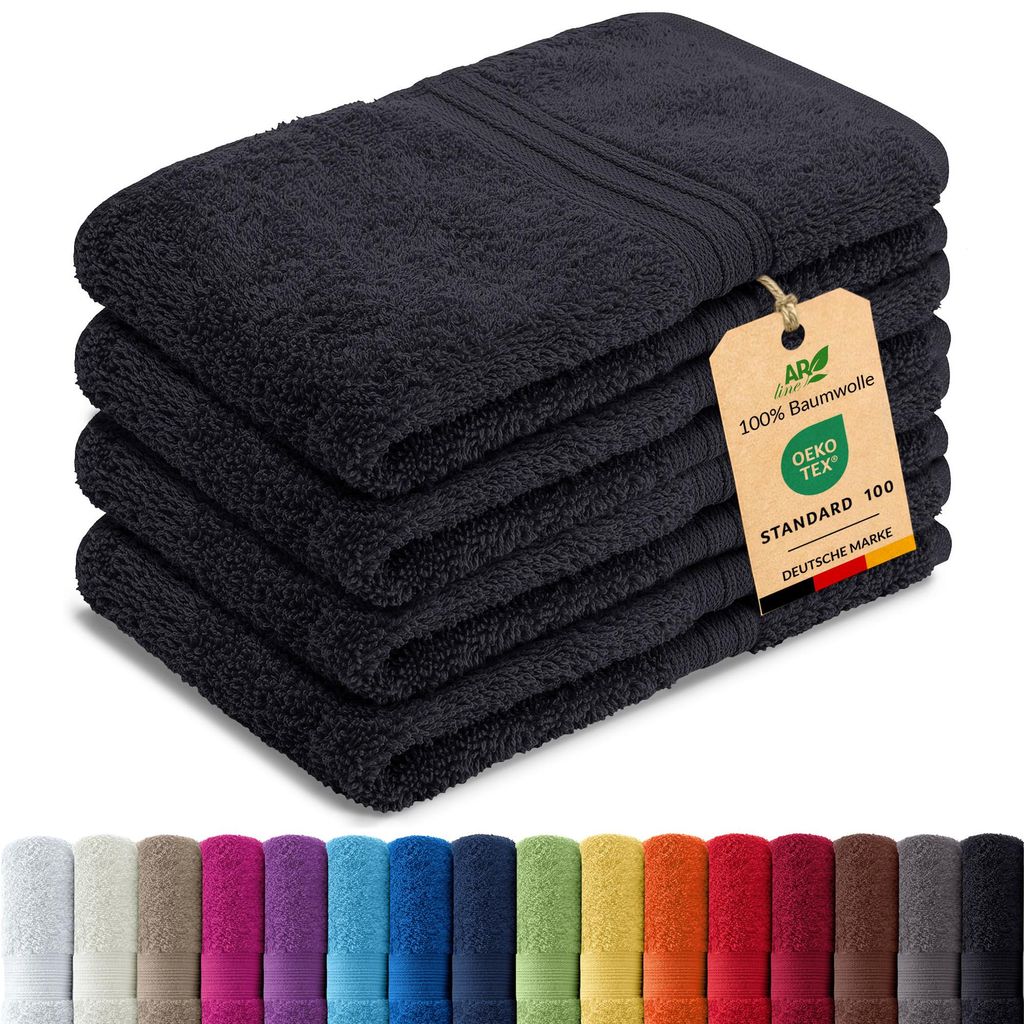 4er-Set ARIZONA Handtuch-Serie von AR Line – 100% Baumwolle, 500 g/m², 4er-Set Gästetücher 30x50 cm, Schwarz