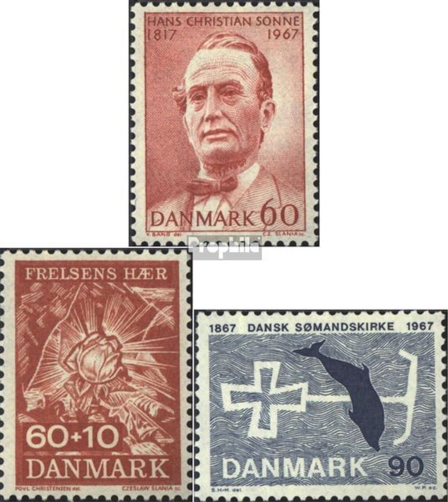 Briefmarken Dänemark 1967 Mi 464,465,466 (kompl.Ausg.) postfrisch Hans Christian Sonne