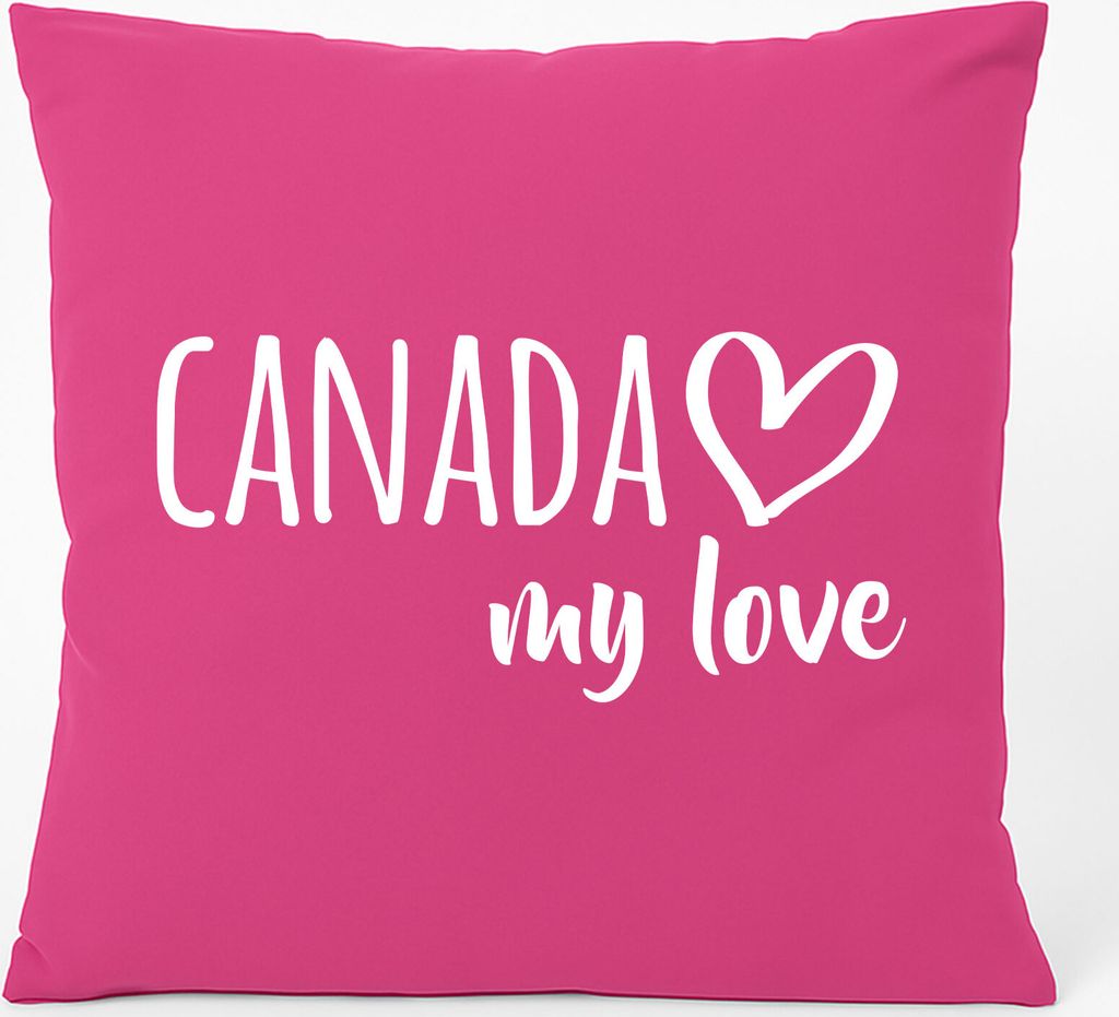 Huuraa Kissen Canada my love 40x40cm mit Füllung Fuchsia Baumwolle Dekokissen Geschenkidee