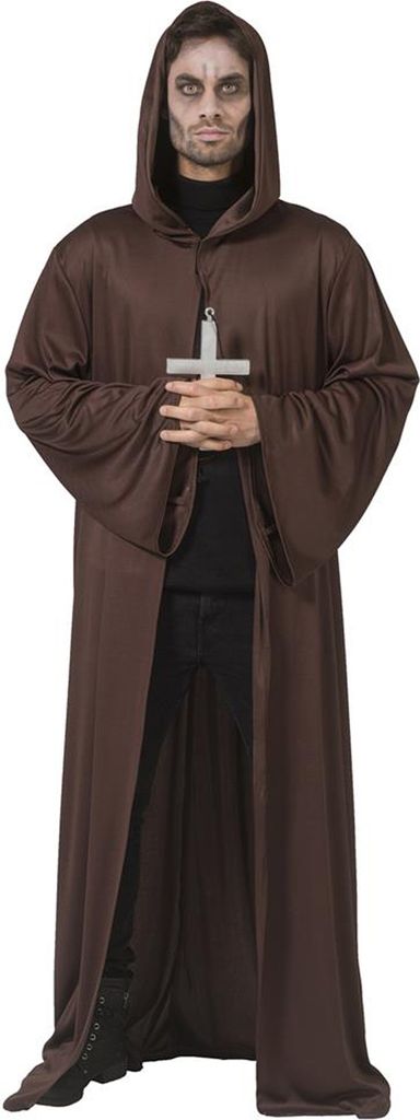 Brauner Umhang mit Kapuze für Erwachsene | Halloween Mönch Produktbild 