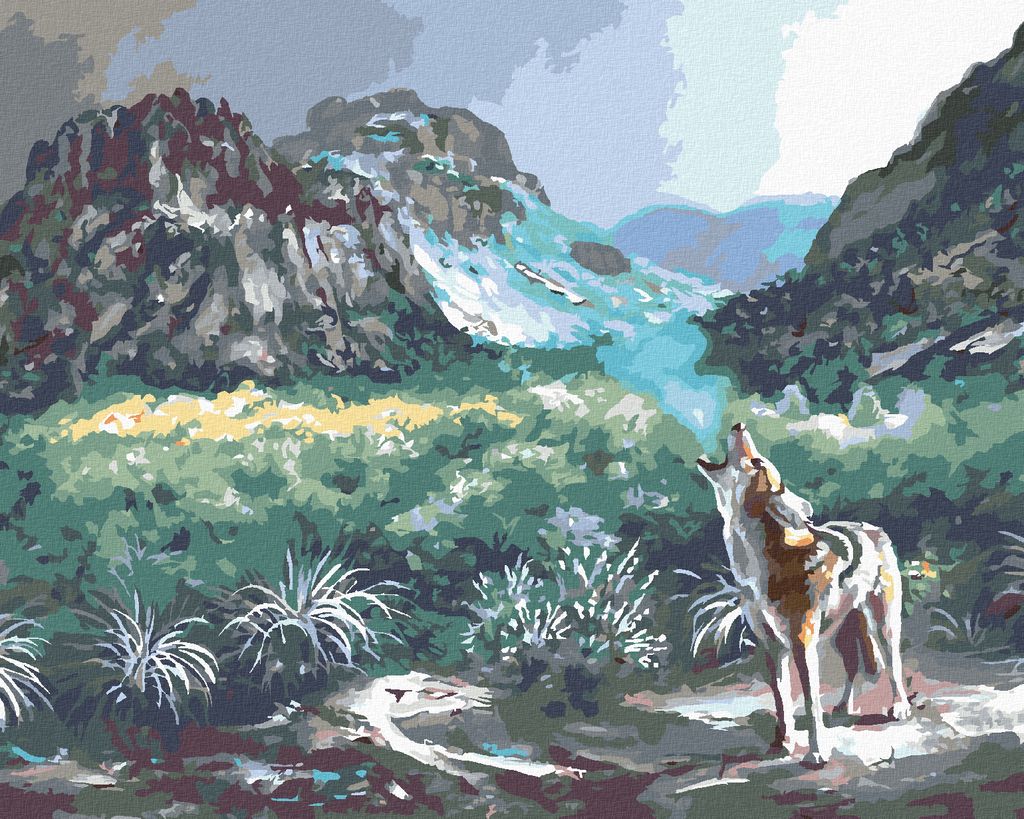 Zuty - Malen nach Zahlen - HEULENDER KOJOTE UND BERGE (D. RUSTY RUST), 40x50 cm, ohne Keilrahmen