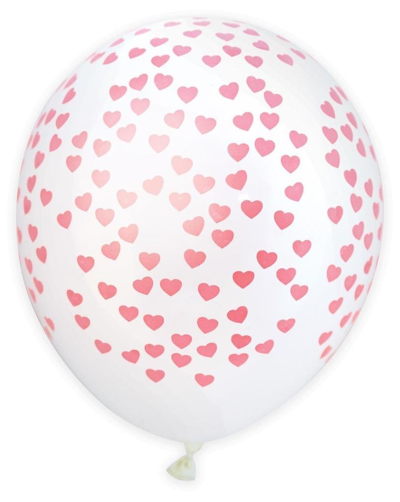 6 Stück Ballons Herzen 25 cm Durchmesser Weiß für Produktbild 