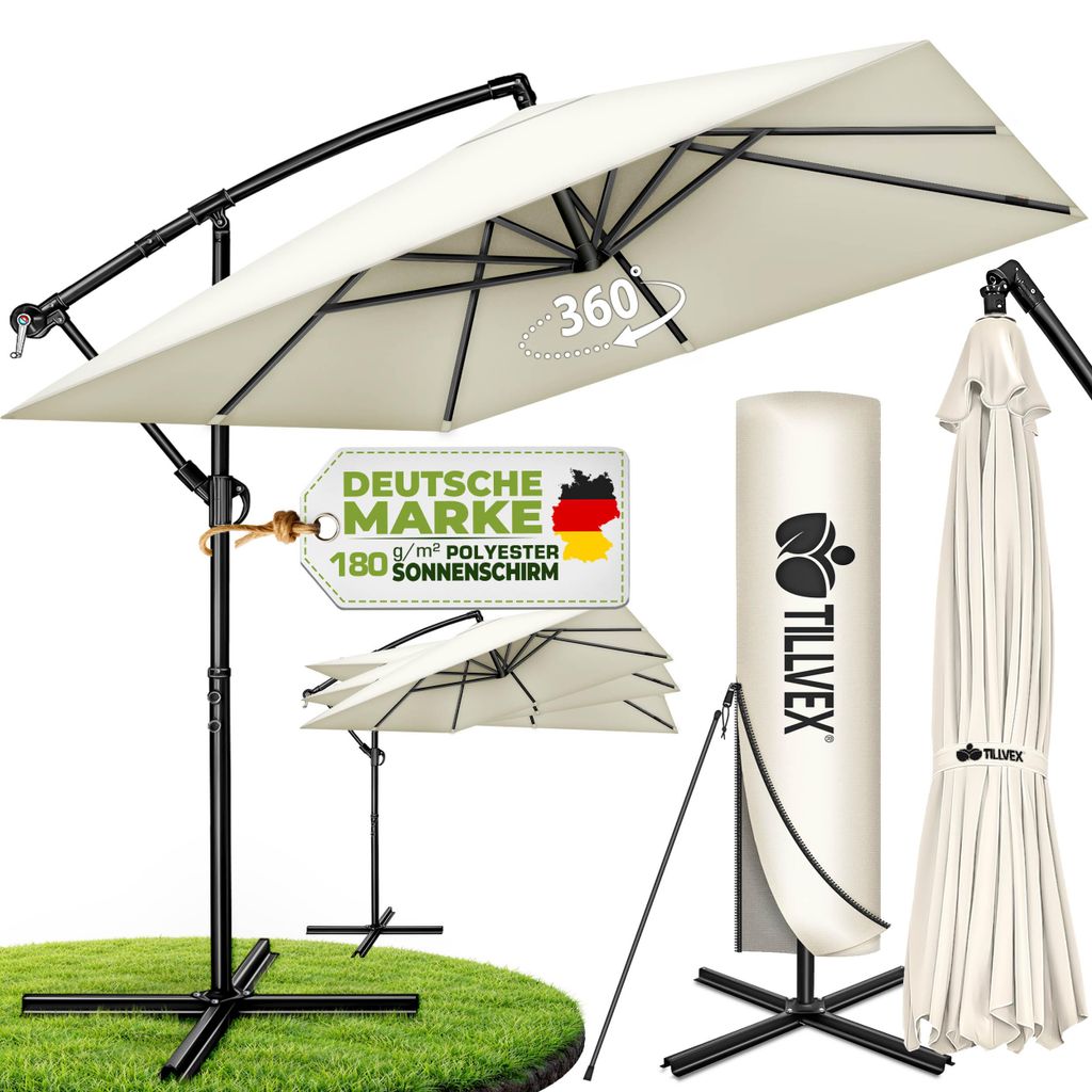 tillvex® Aluminium Parasol rechthoekig Ø 330 cm + afdekking Productafbeelding  AI-gegenereerde afbeelding