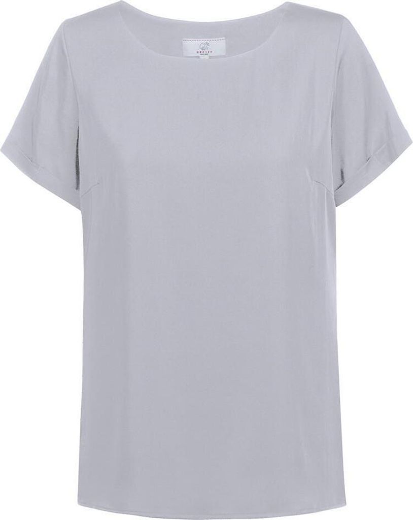 Greiff CHIFFON Damen Bluse Kurzarm Rundhals Regular Silbergrau 42