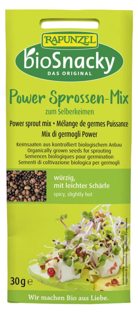 Rapunzel Power Mix de graines germées bioSnacky, 3 x 30 g, Image du produit 