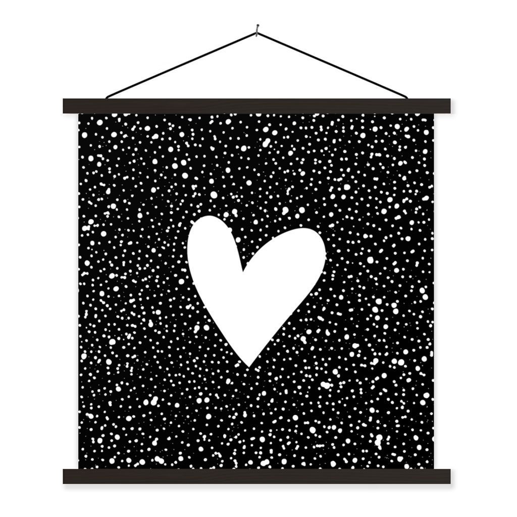 MuchoWow Textilposter Design - Liebe - Herz 90x90 cm mit schwarzem Rahmen - Magnetisches