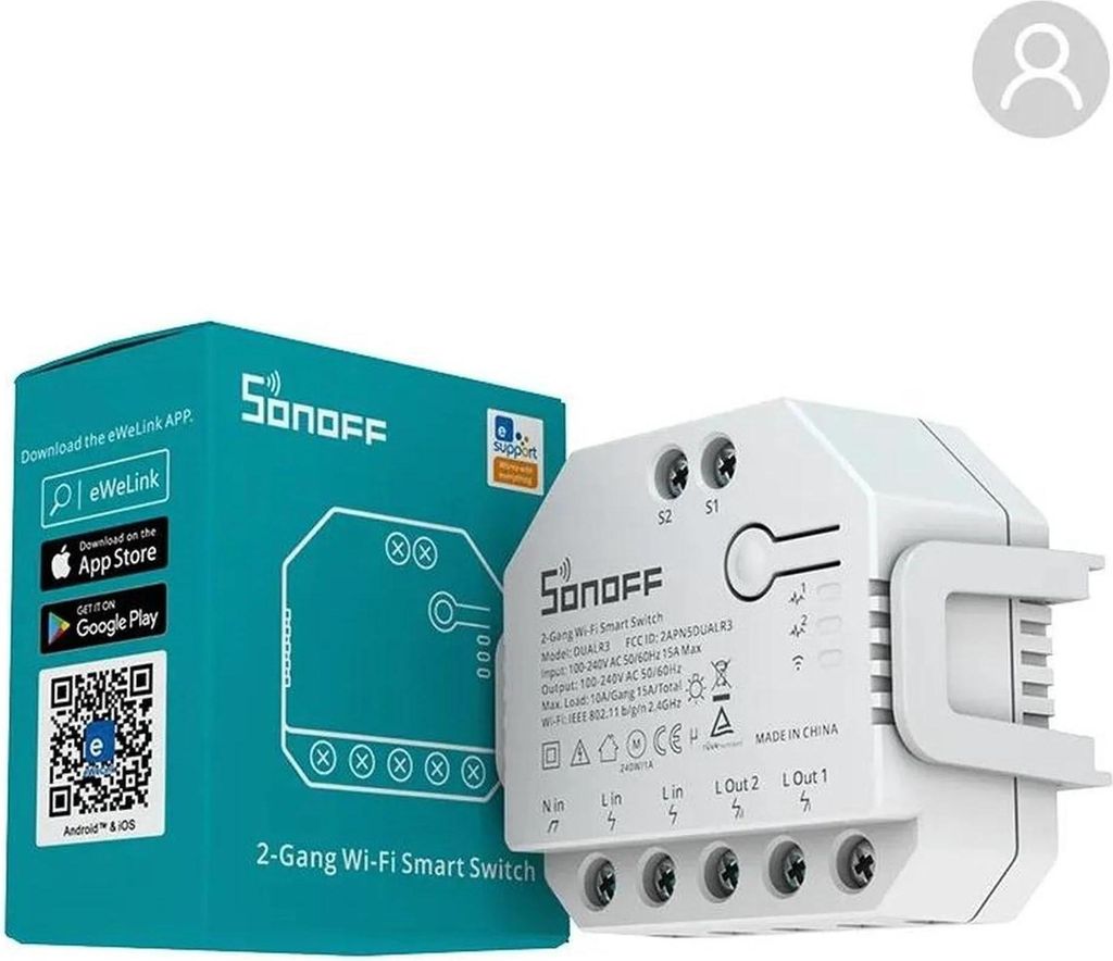Sonoff 2-kanálový WiFi inteligentný prepínač DUALR3 + Obrázok produktu 