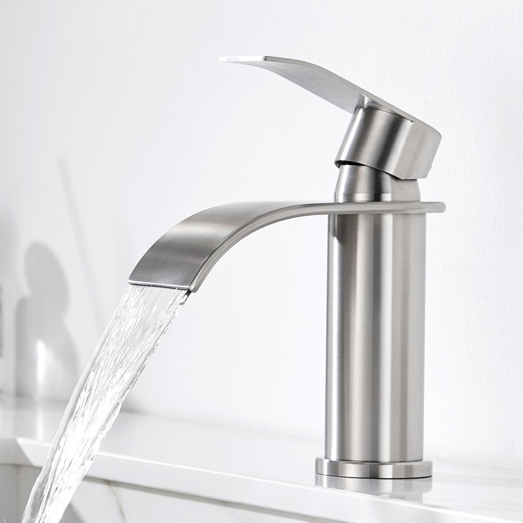 Wasserfall Waschtischarmatur, 304 Edelstahl Gebürstet, Produktbild 