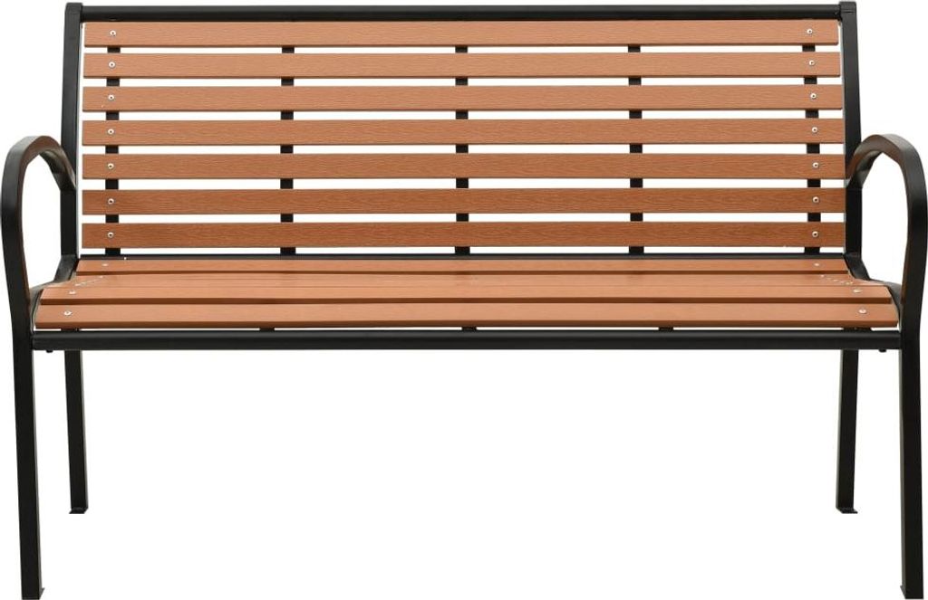vidaXL Gartenbank Schwarz und Braun 116 cm Stahl und WPC Produktbild 