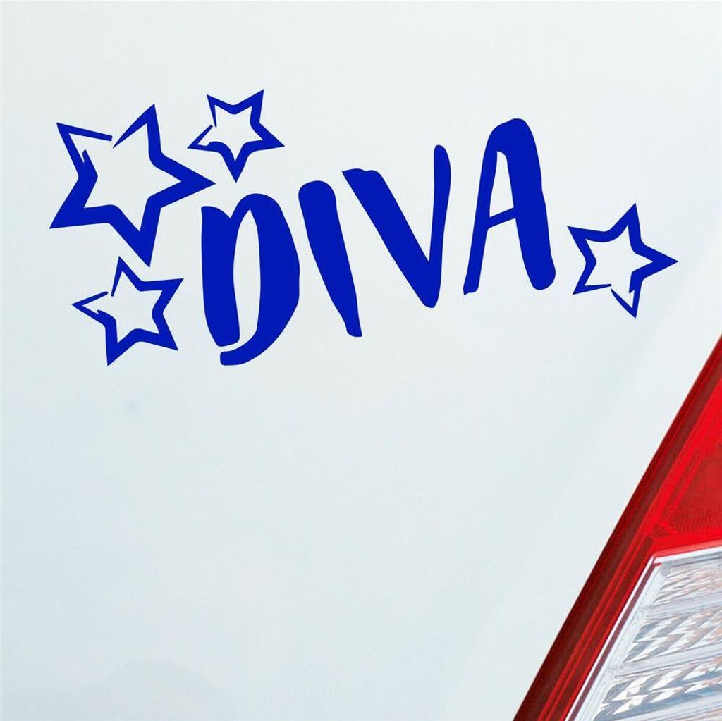 Auto Aufkleber Diva Sterne Stars Schriftzug 17,5x10 cm Dunkelblau Sticker Heckscheibenaufkleber