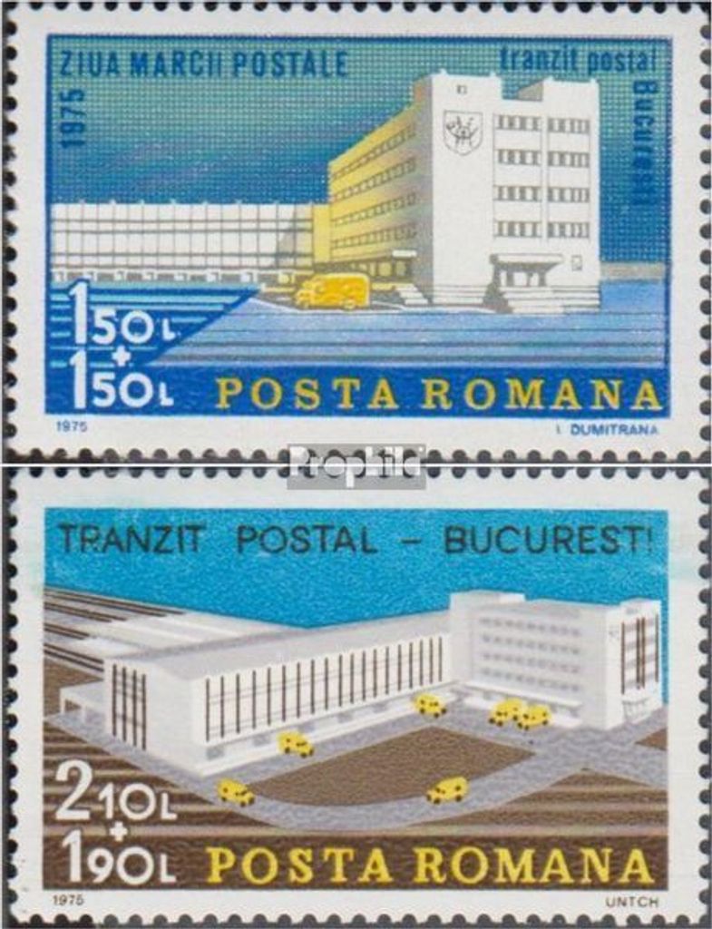 Briefmarken Rumänien 1975 Mi 3309-3310 (kompl.Ausg.) postfrisch Tag der Briefmarke