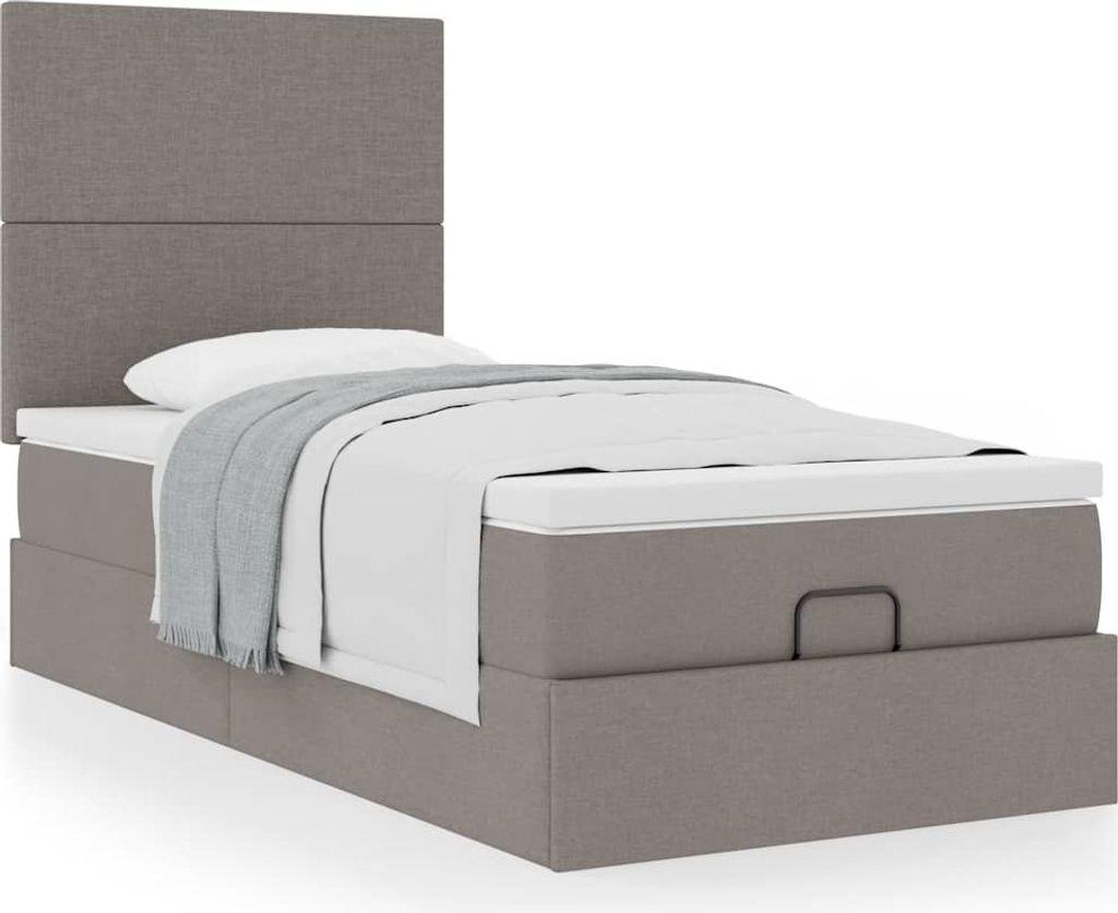 Möbel Ottoman-Bett mit Matratze Taupe 80x200 cm Stoff - Klassische Betten 3313033