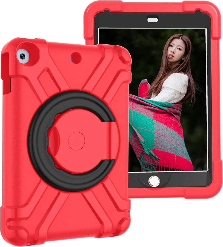 Custodia iPad Mini per Bambini Rossa - Cover Girevole Anti-Caduta