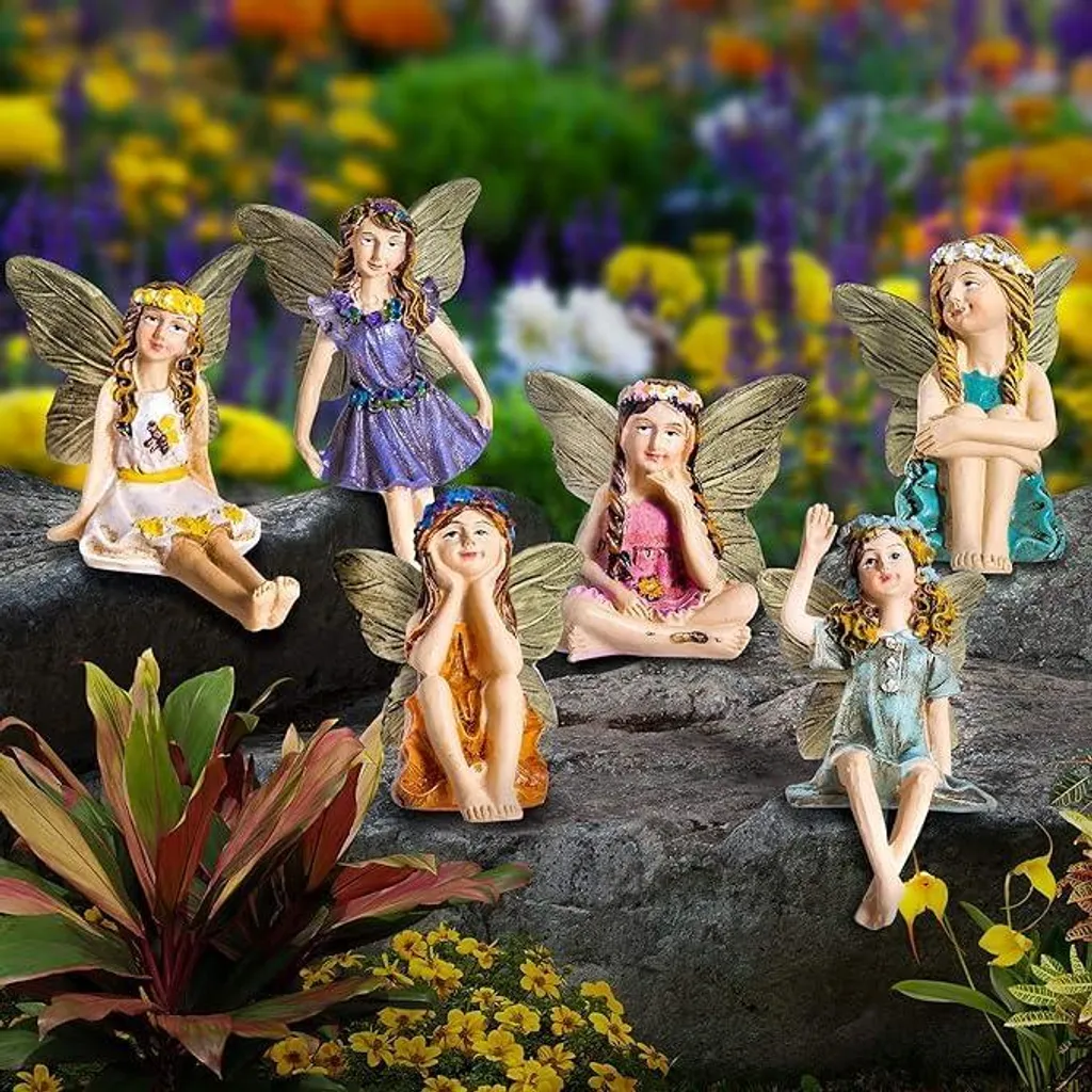 Lot de 6 Figurines d'Elfes en Polyrésine Peintes à la Main avec Tige 10cm
