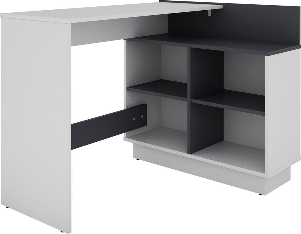 byLIVING Schreibtisch BERNI / Gaming-Tisch in weiß / graphit / viel Stauraum und großer Tischplatte / rechts-links montierbar / B 102, H 77,5, T ...