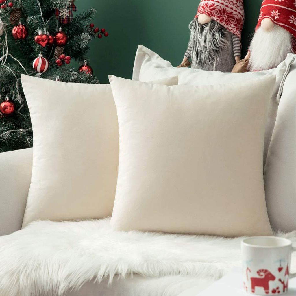 Set mit 2 Samtkissenbezügen mit verdecktem Reißverschluss für Sofa und Schlafzimmer, 60 x 60 cm