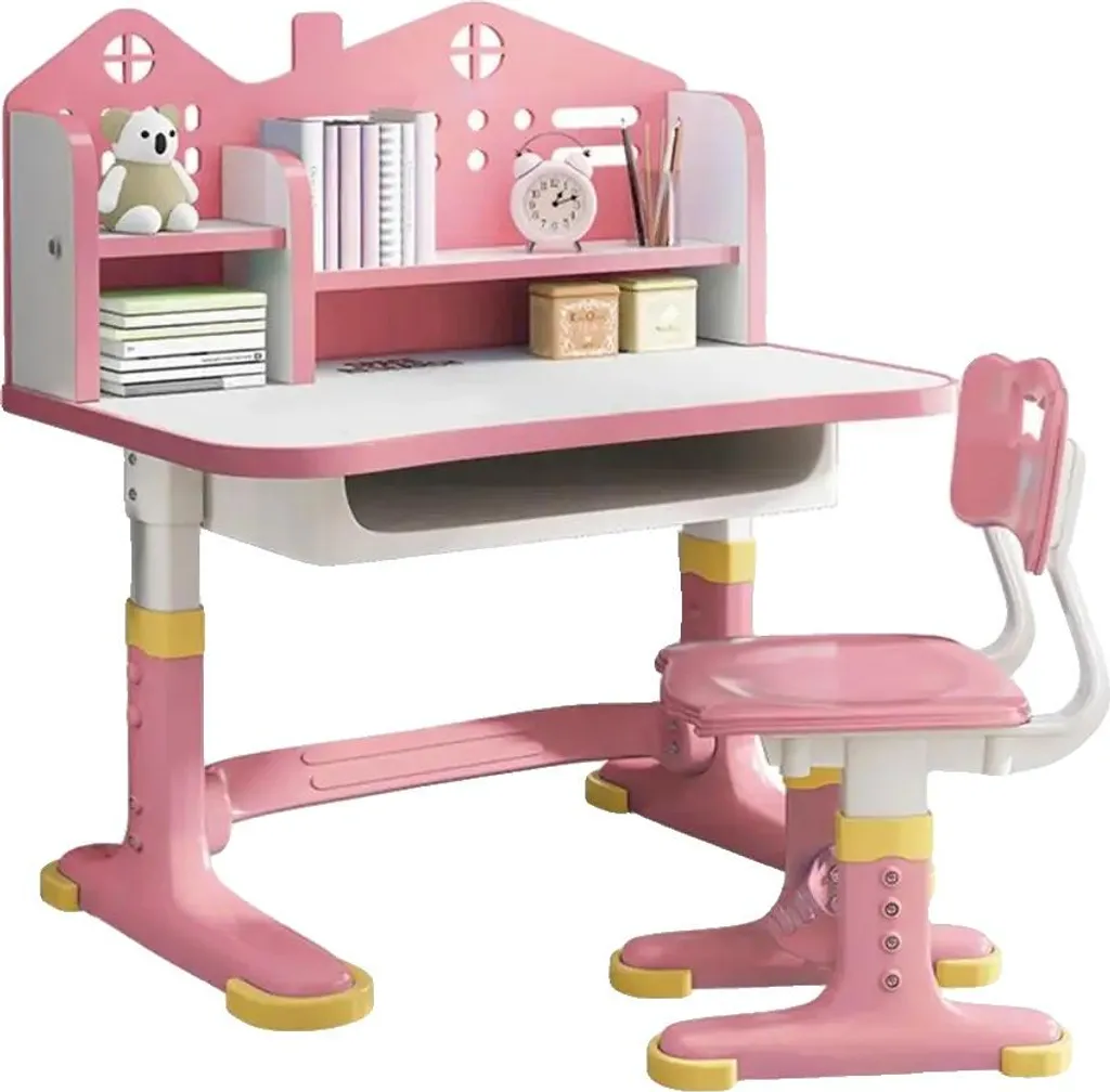 Chaise de bureau rose réglable en hauteur avec tiroir de rangement