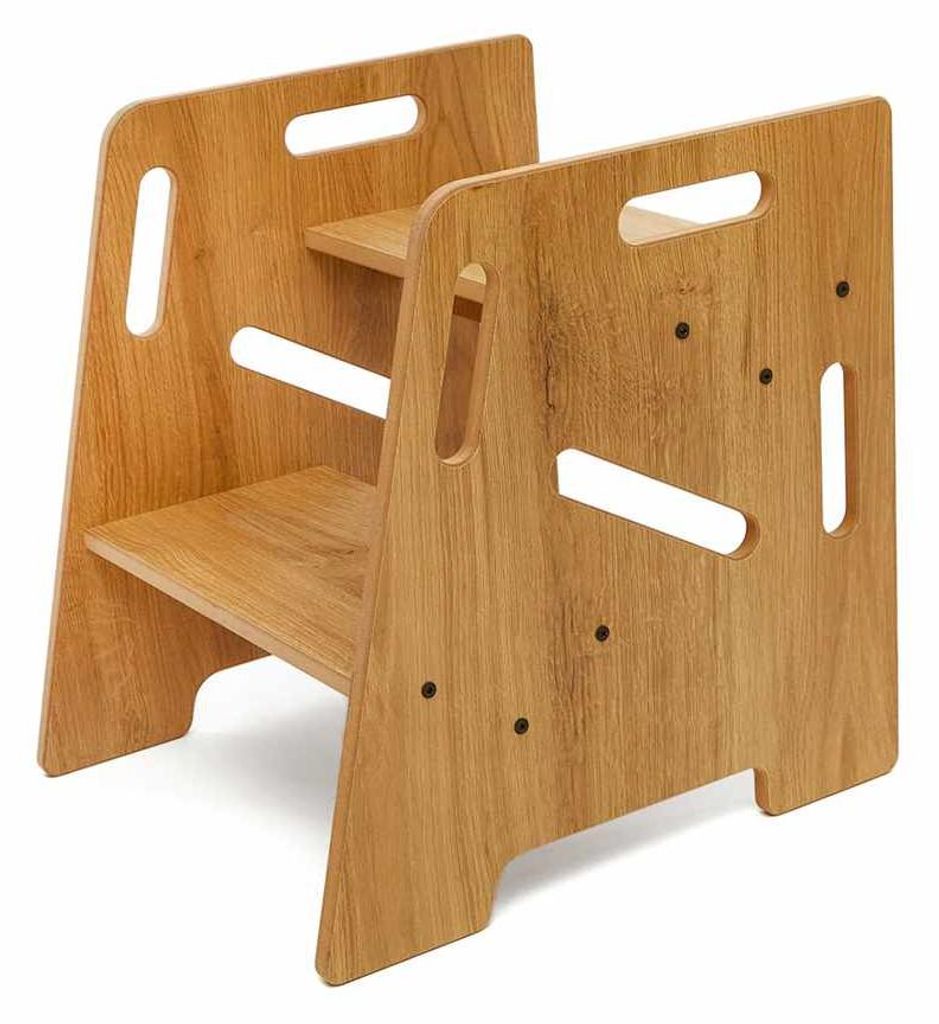 Skye Decor, Hochwertige Kindertrittleiter, 100% MDF, 34 x 39 x 39 cm, 12 mm dick, natürliche Farbe, skandinavisches Design, ideal für sicheres Er...