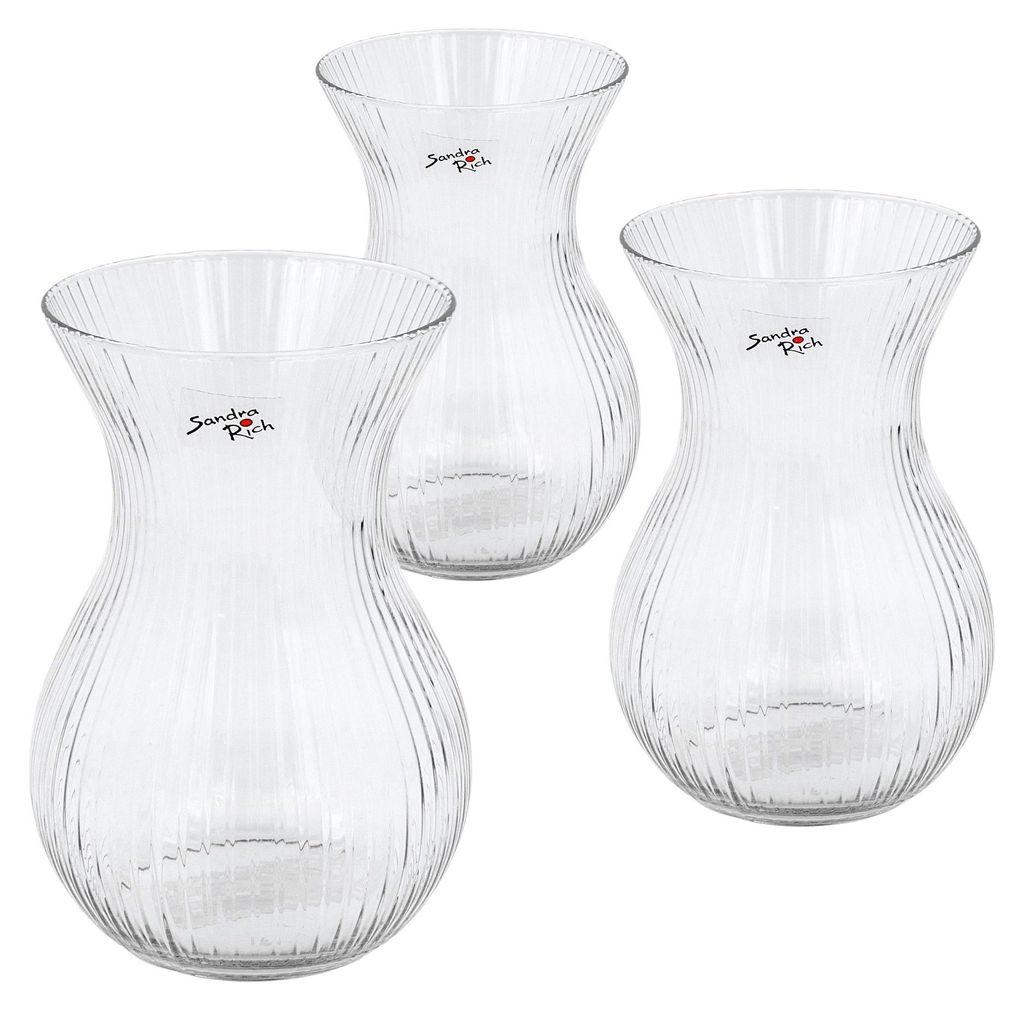 Glasvase „Stripes“ 3er Set 18 x 12cm – Blumenvase aus Glas - 3 Stück