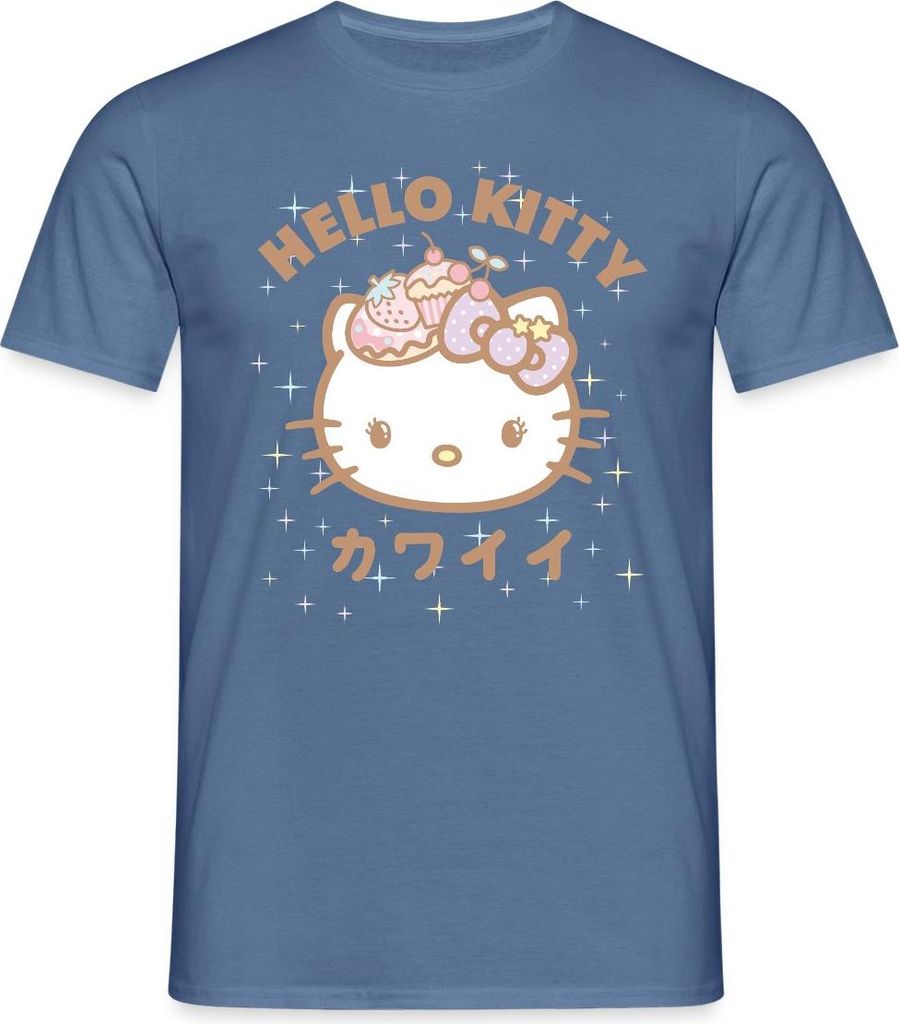 Spreadshirt Hello Kitty Kawaii Stil Männer T-Shirt, S, Taubenblau
