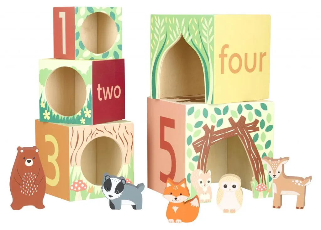 Cubes à empiler pour apprendre les chiffres et les animaux en jouant