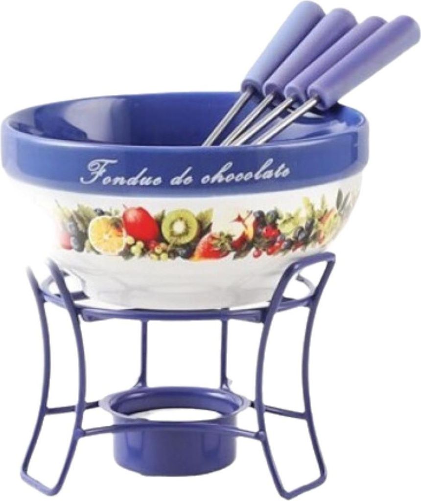 Schokofondue Set Keramik Schoko Foundue Teelichtfondue Fondü Fondant Schokolade Blau