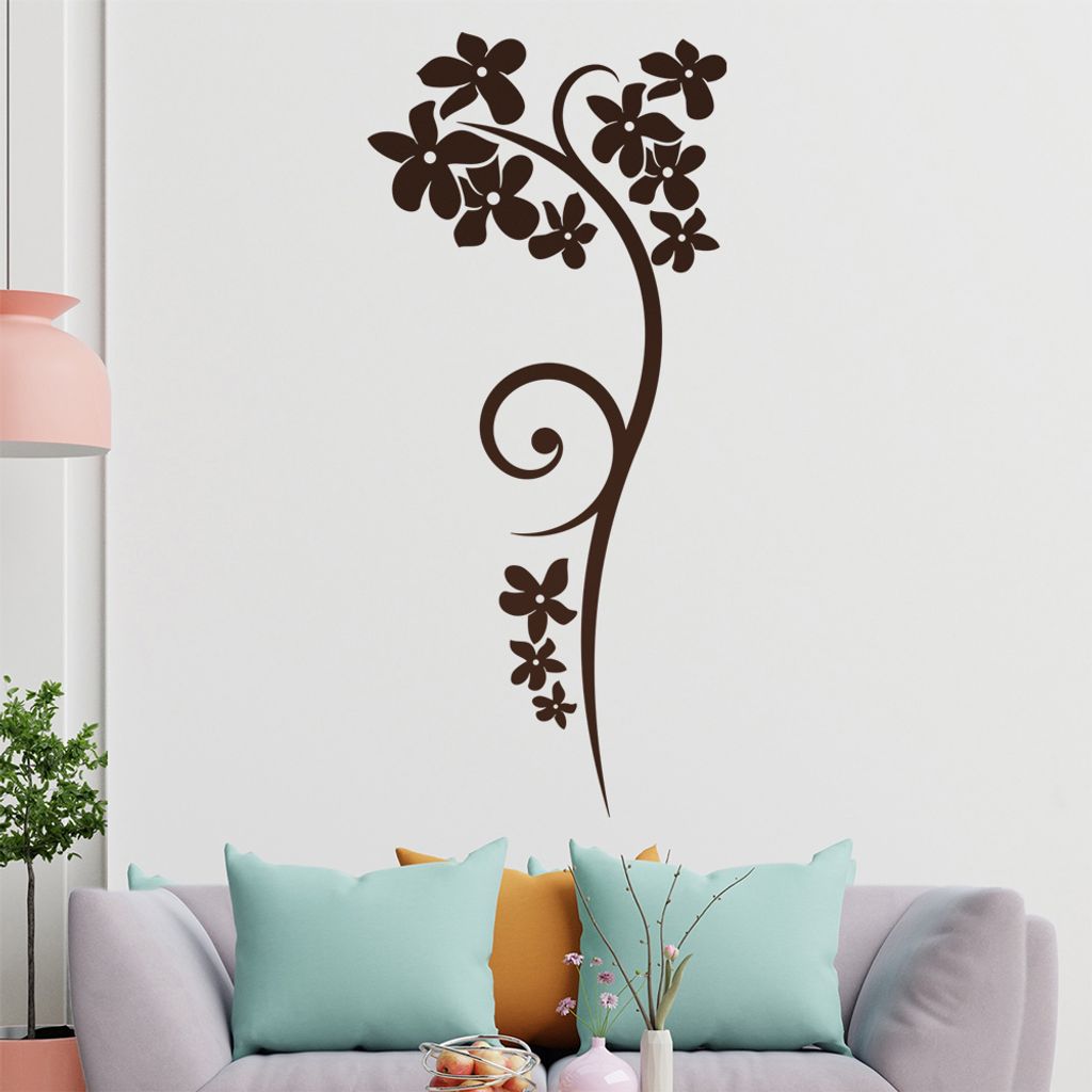 Blumen - Linien Wandtattoo in 6 Größen - Wandaufkleber Wall Sticker - Dekoration, Küche, Wohnzimmer, Schlafzimmer, Badezimmer