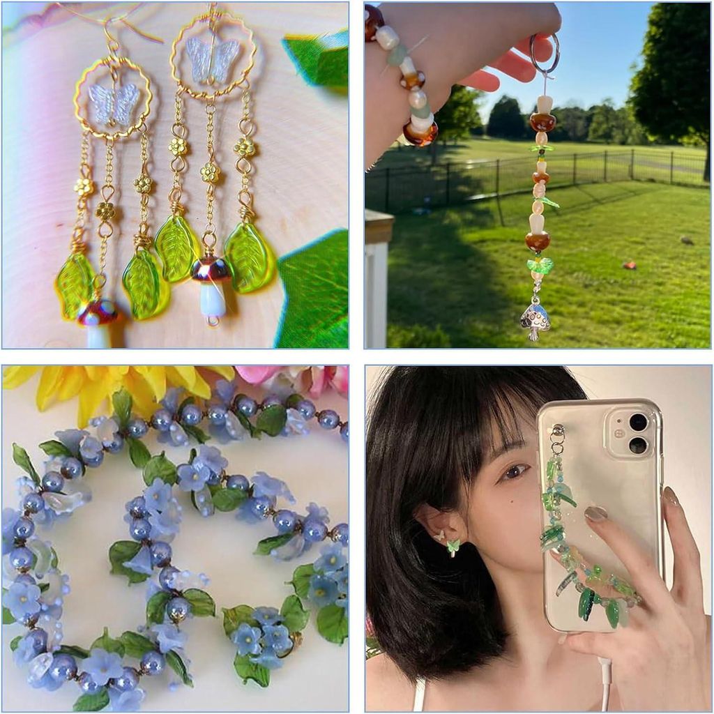 340 Stück Grüne Transparente Acrylblatt Anhänger - Klare Blatt Perlen DIY Sommer Schmuck Ohrringe Armbänder Acryl Anhänger für Schlüssel