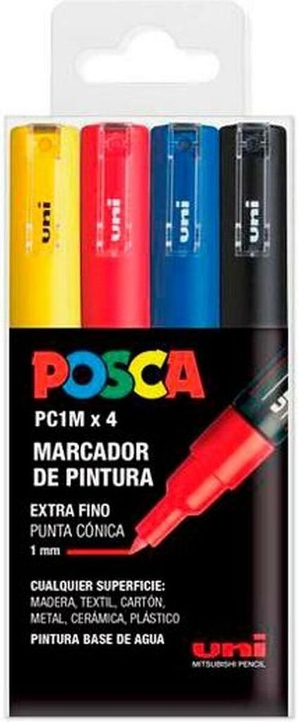 Uniball marker posca pc-1m/4c non-permanent fine point 0.7mm assorted colors basic -case 4u-.