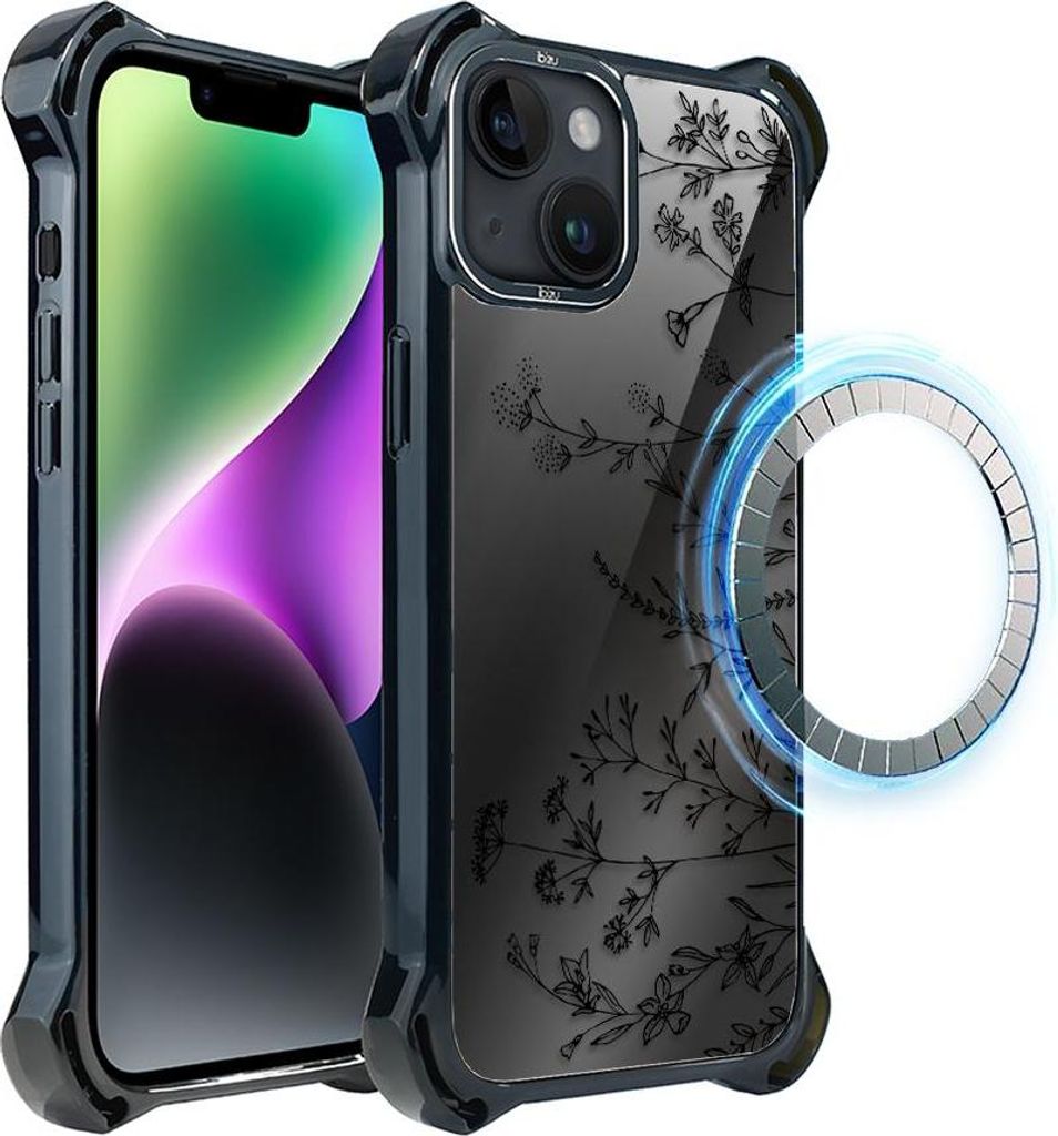 iPhone 14 Plus IBIZU DropGuard Ultra Case mit MagSafe, Mitternacht, Hauch von Blumen