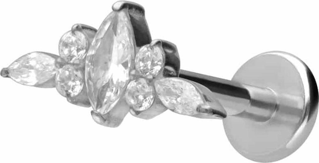 Ohrpiercing, Nasenpiercing Titan Labret mit Innengewinde DESIGN Silber Stablänge: 5mm | Stabstärke: 1,2mm