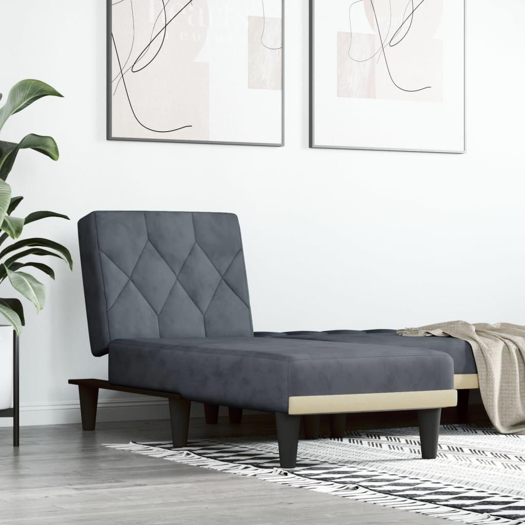 vidaXL Chaiselongue Dunkelgrau Samt Obrázok produktu 