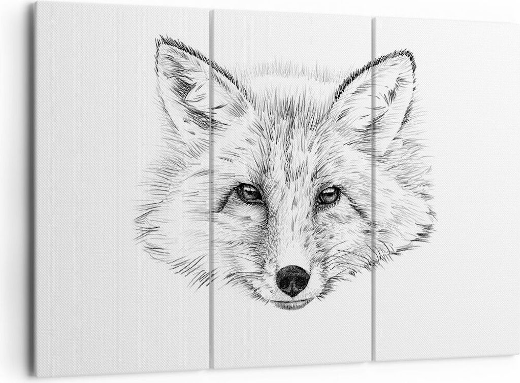 Bild auf Leinwand - Leinwandbild - Wolf Kinder Skizze illustriert - 165x110cm - Wand Bild - Wanddeko - Leinwanddruck - Bilder - Kunstdruck - Leinwa...