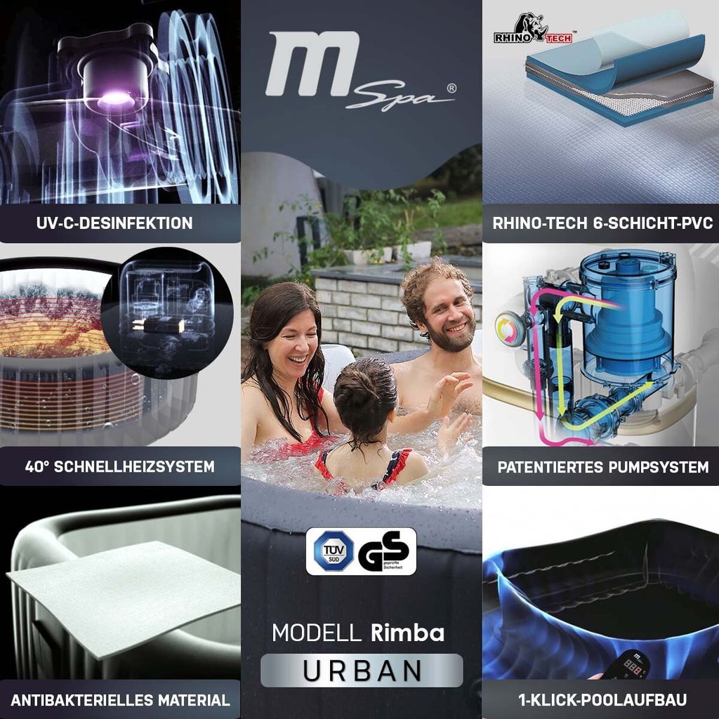 Miweba MSpa aufblasbarer Whirlpool Urban Rimba U-RB061 - 6 Produktbild 4