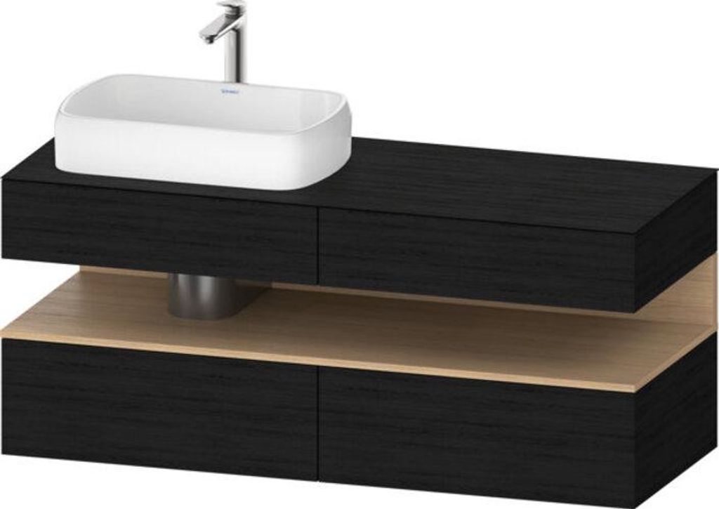 Duravit Collection One Konsolenwaschtischunterbau, 2 Auszüge, 2 Schubkästen, Ausschnitt links, 1400x550x600mm, Nische Eiche Natur, QA4765030160010