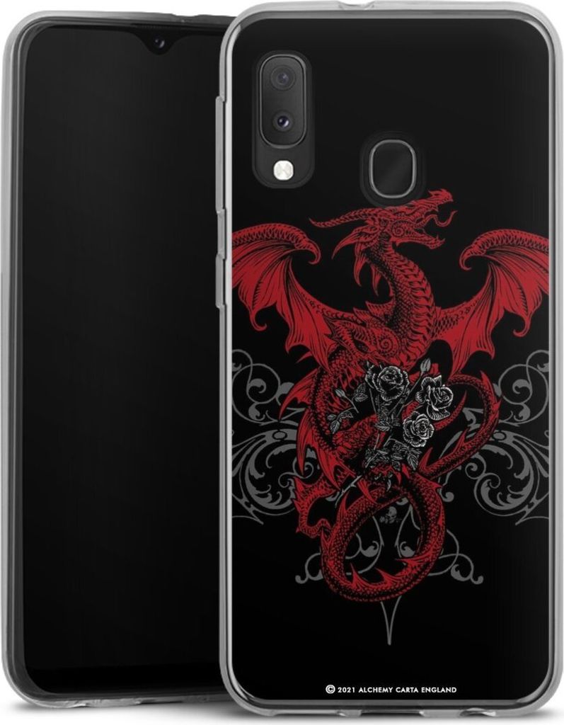 DeinDesign Handyhülle für Samsung Galaxy A20e Silikon Hülle Case Smartphone Schutzhülle Drache Gothic Rot