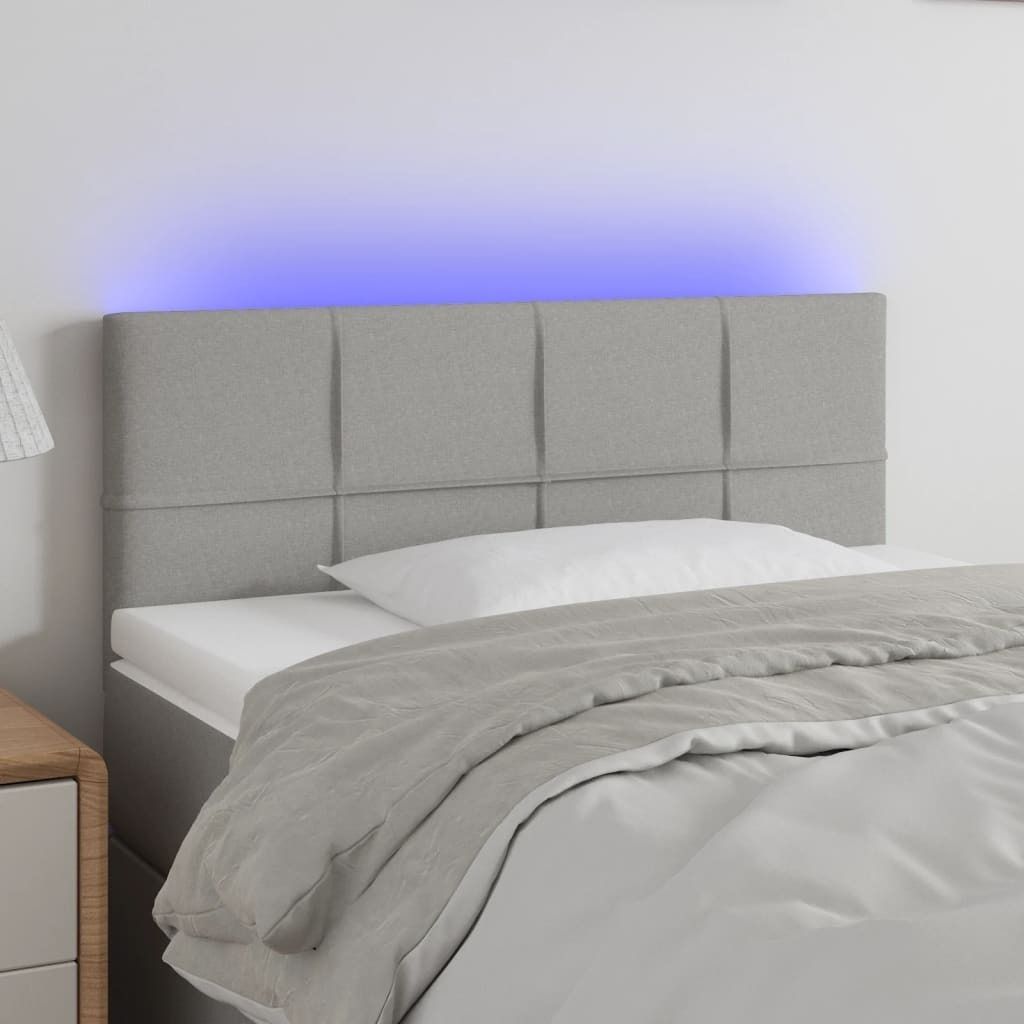 The Living Store LED Kopfteil Hellgrau 90x5x78/88 cm Stoff