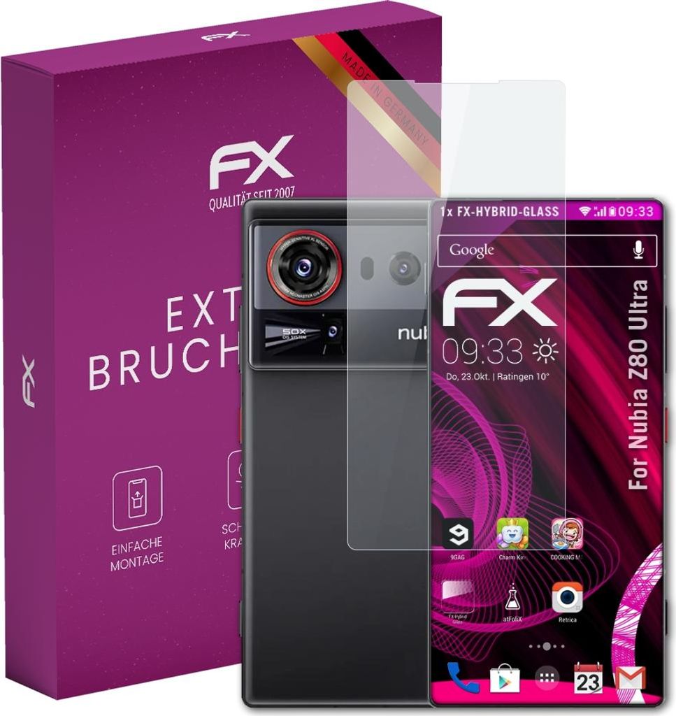 atFoliX FX-Hybrid-Glass Displayfolie kompatibel mit Nubia Z80 Ultra Glasfolie